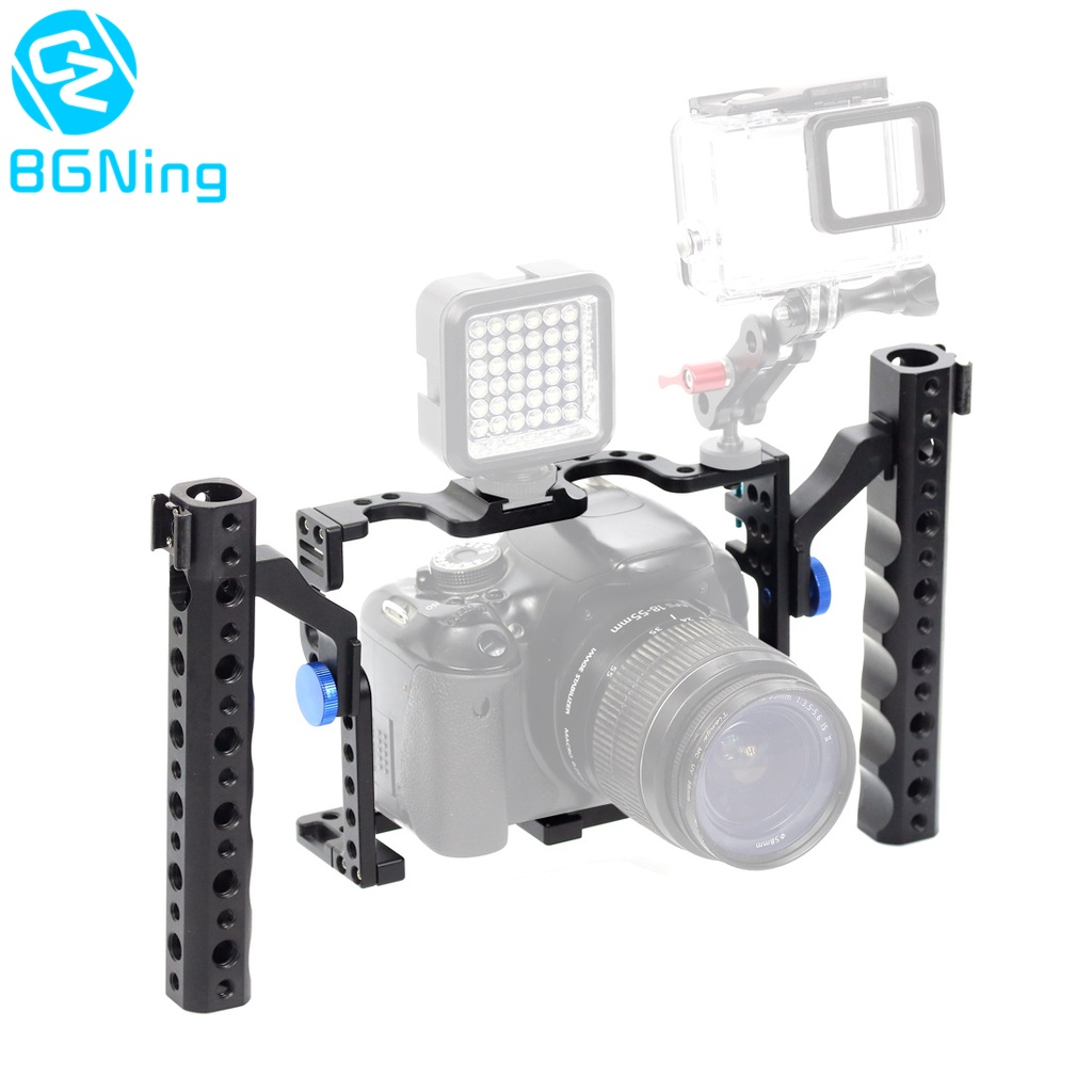 國際牌 Bgning 鋁製相機籠適用於松下 GH5 /GH4 /GH3 框架支架,帶冷靴加長雙手持手柄手柄安裝