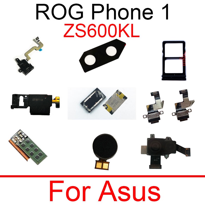 適用於華碩 ROG 手機 ZS600KL Z01QD 後置攝像頭鏡頭蜂鳴器 Sim 卡托盤音頻聽筒揚聲器排線的 USB