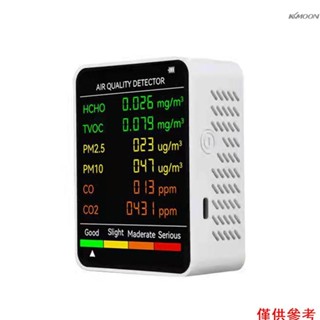 六合一（PM2.5+PM10+HCHO+TVOC+CO+CO2)多功能空氣質量檢測儀 一氧化碳二氧化碳甲醛檢測儀 LCD