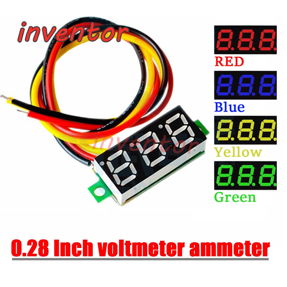 0.28 英寸直流 LED 數字電壓表 0-100V 電壓表汽車移動電源電壓測試儀檢測器 12V 紅色綠色藍色黃色電壓表