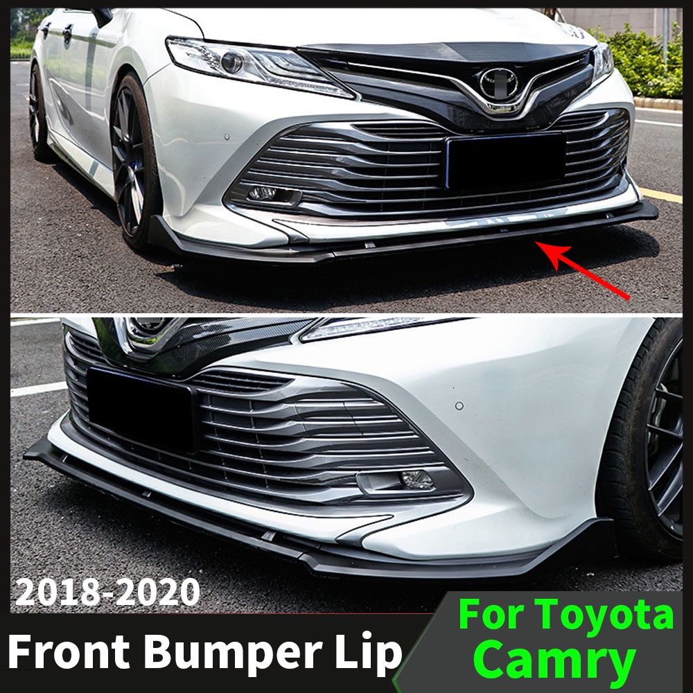 CAMRY 高品質前保險槓唇下巴車身套件擴散器擾流板裝飾調整配件適用於豐田凱美瑞 2018 2019 2020