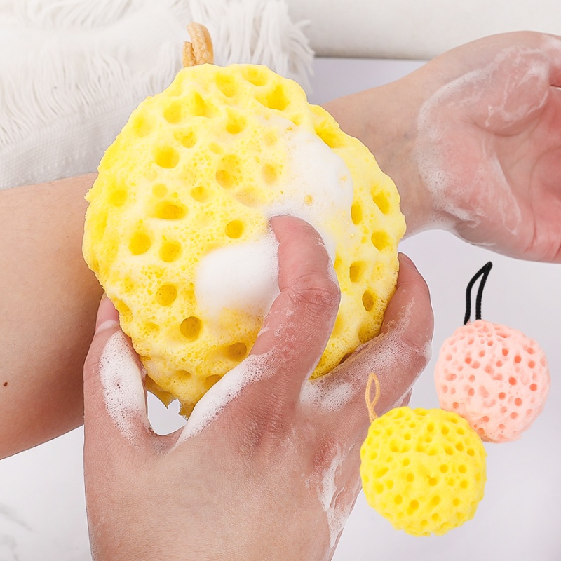 身體清潔淋浴花強力吸水軟絲瓜絡密集泡泡洗臉球可重複使用浴室用品奶酪蜂窩沐浴球