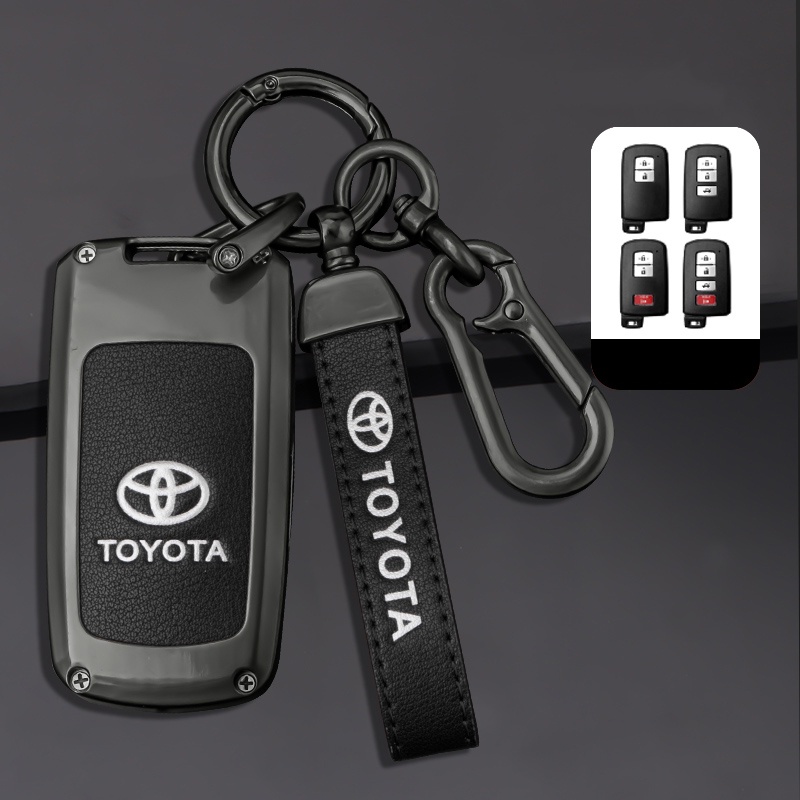 鋅合金汽車鑰匙套適用於豐田凱美瑞卡羅拉 RAV4 漢蘭達 Avalon 2015 - 2017 智能控制保護殼支架