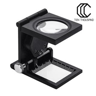Tt 10X 可折疊 2 LED 燈放大鏡放大鏡鏡頭刻度指針放大鏡