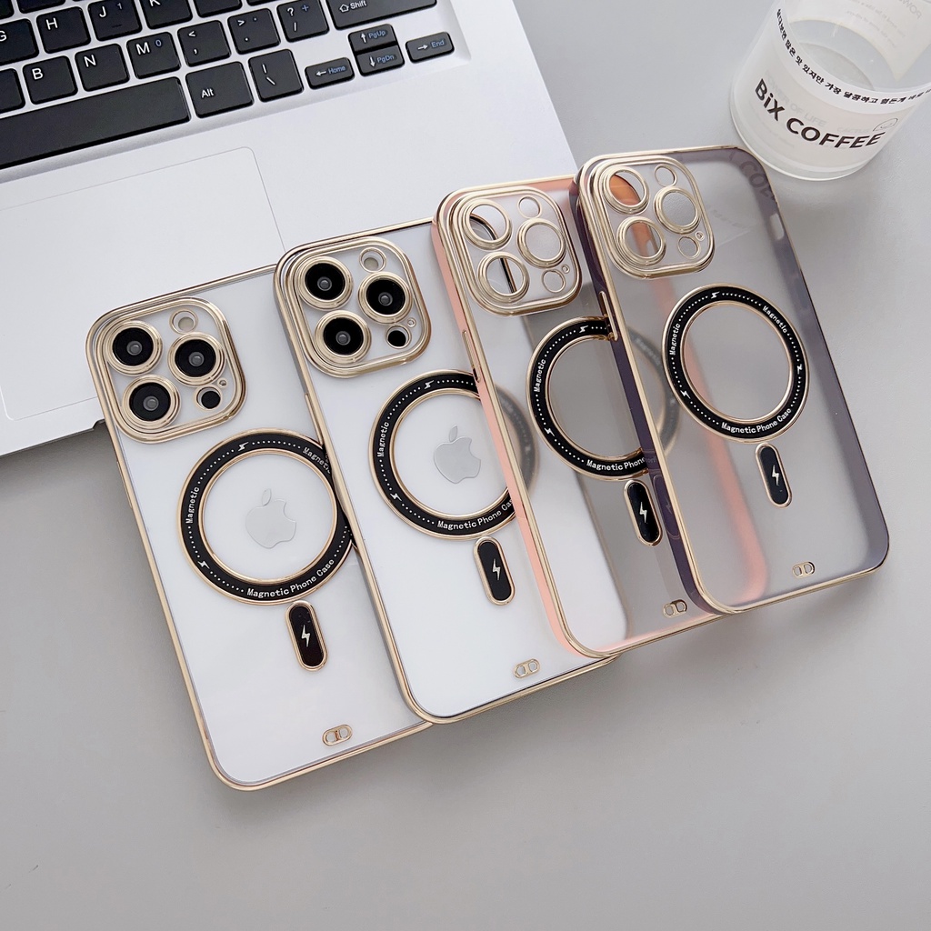 蘋果手機殼 無線充電 裸機 手機殼 霧面雙色電鍍磁吸款 蘋果 iPhone 14 13 12 Pro Max 手機殼