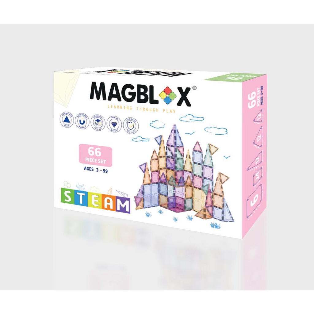 澳洲 Magblox® 美學磁力片/ 66pcs Set/ 粉彩入門組 eslite誠品