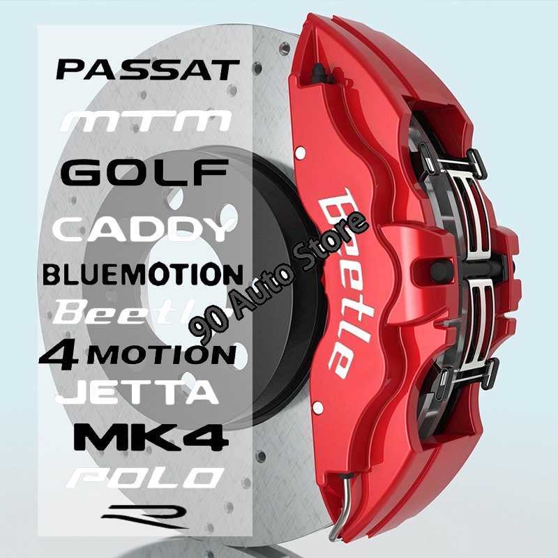 6 件/套創意汽車標誌輪胎貼花適用於大眾大眾 Polo MK4 MTM Rline 高爾夫球童捷達防水卡鉗蓋裝飾貼紙配件