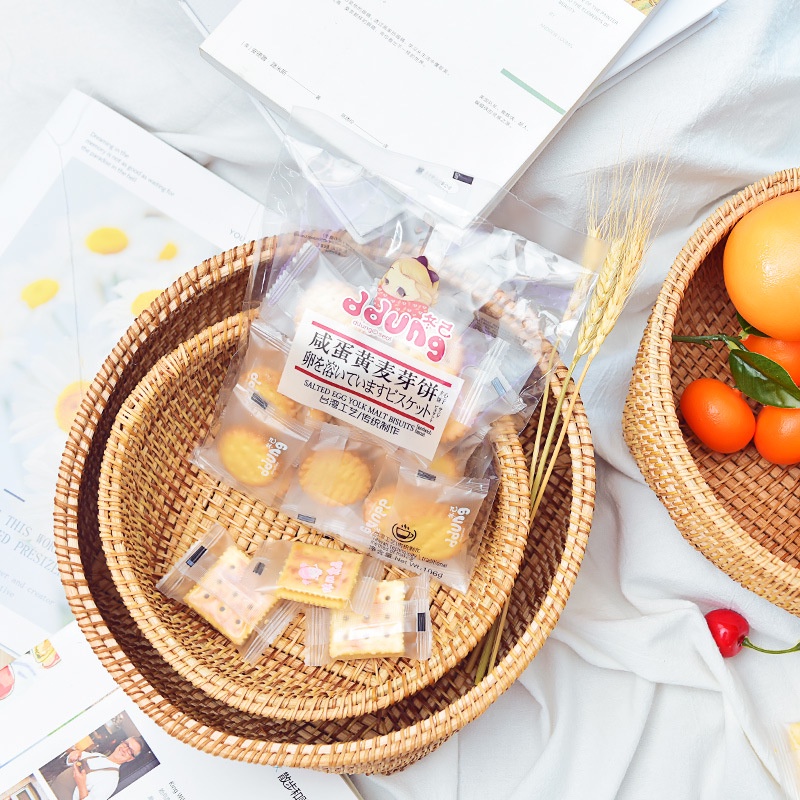 【SEAmart】越南秋藤編織收納筐 糖果餅乾麵包零食收納籃 客廳桌面整理置物籃
