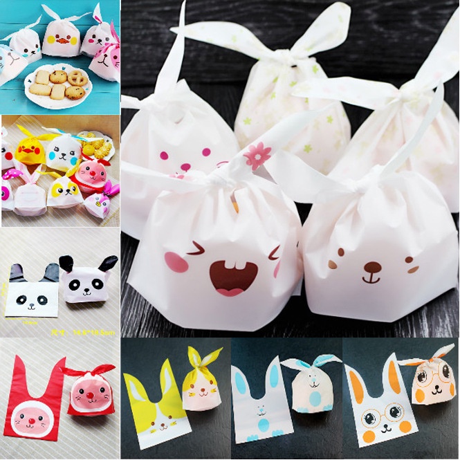 新款可愛兔耳朵包裝袋小黃鴨糖果餅乾袋月餅點心袋烘焙包裝50個價