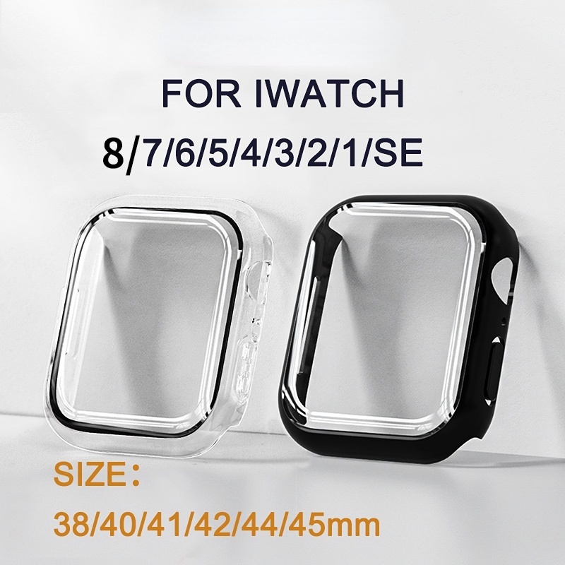 適用於 iWatch 8/7/6/5/4/3/2/1/SE 的 apple watch 智能手錶外殼 PC+玻璃,38m