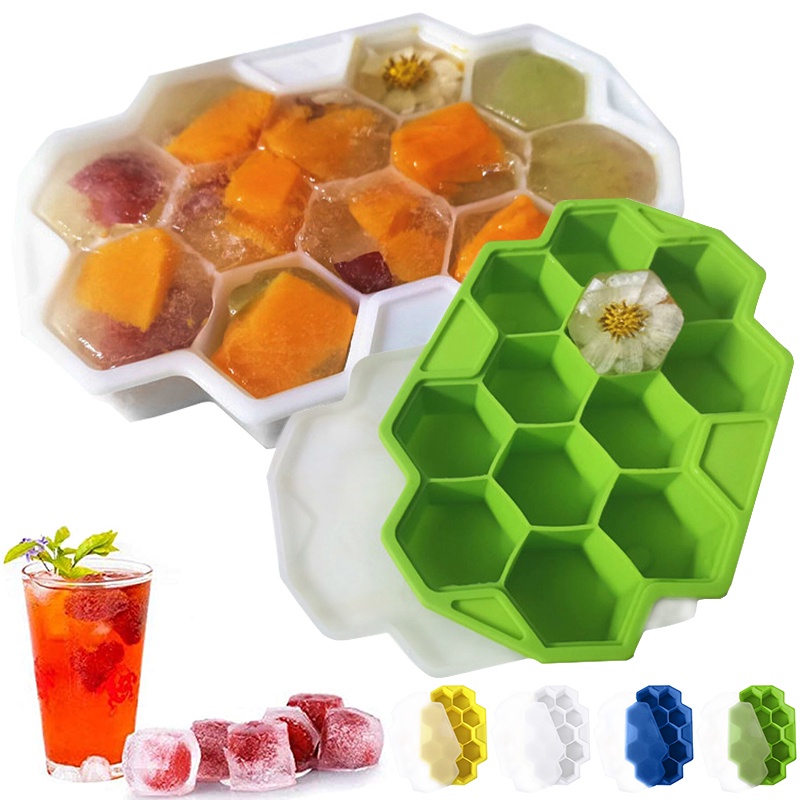12格diy製冰矽膠模具蜂窩冰盒帶蓋創意矽膠冰盒