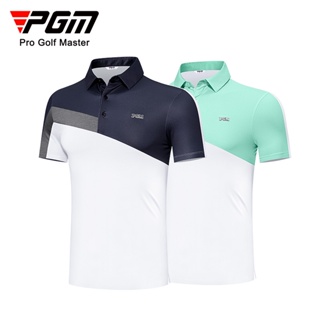 Pgm golf 夏季服裝時尚休閒男士短袖馬球 T 恤 by golf 特殊透氣乾式功能性運動面料 YF569
