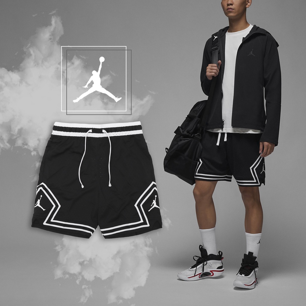 Nike 短褲 Jordan 男款 黑 球褲 喬丹 網眼 抽繩 滾邊 【ACS】 DX1488-010