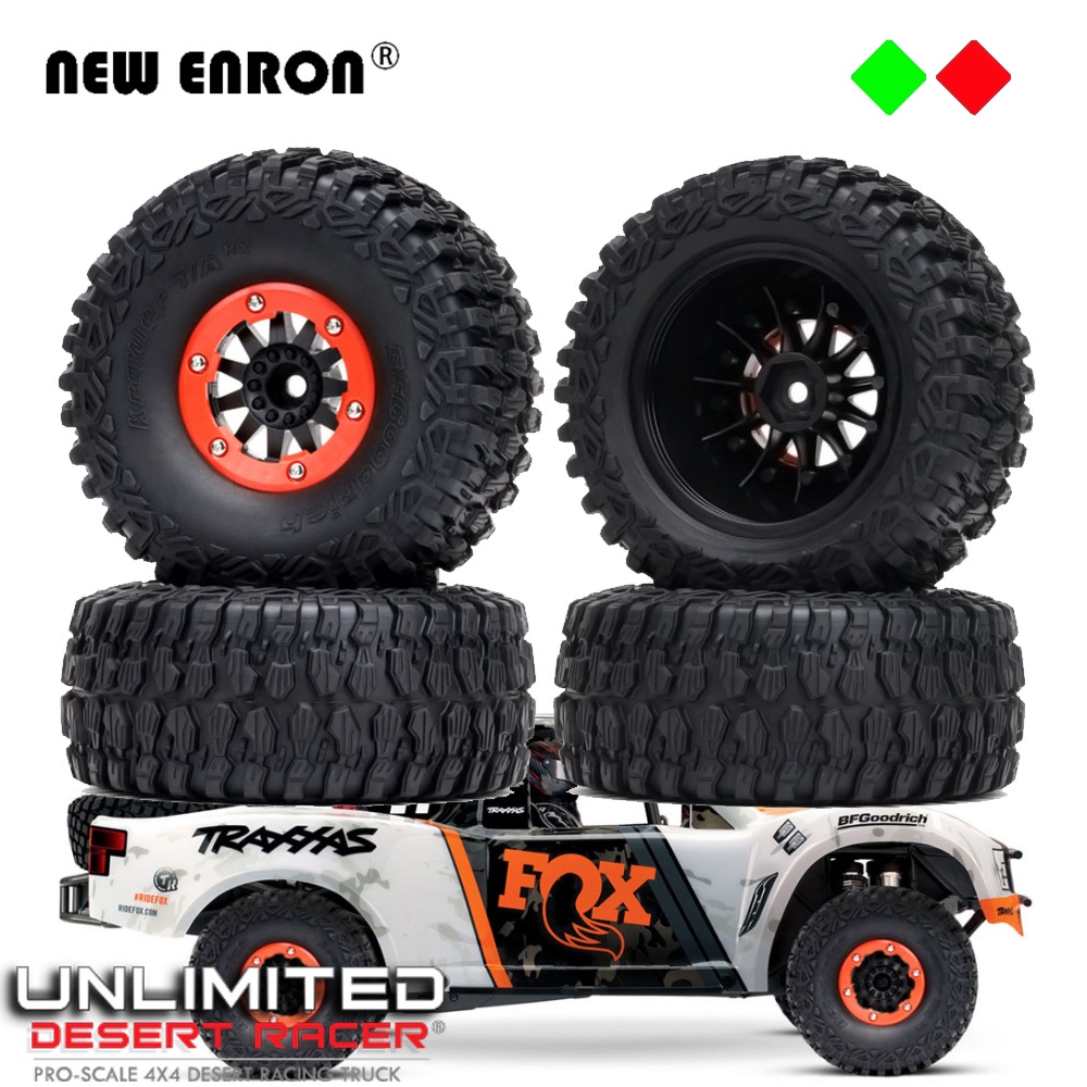 2.8 英寸全地形橡膠輪胎 RC 輪胎鎖鏈塑料輪輞輪轂用於遙控車 1/7 TRAXXAS 無限沙漠賽車 UDR