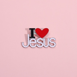 I Love Jesus Brooches Pins Creative Phrase with Heart Brooch