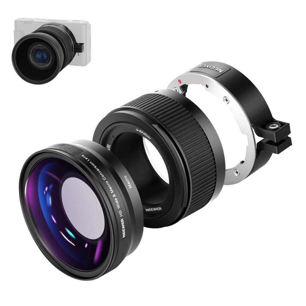 【品質現貨】紐爾0.75X廣角鏡頭10倍微距適用索尼ZV1  24mm鏡頭轉為18mm廣角鏡