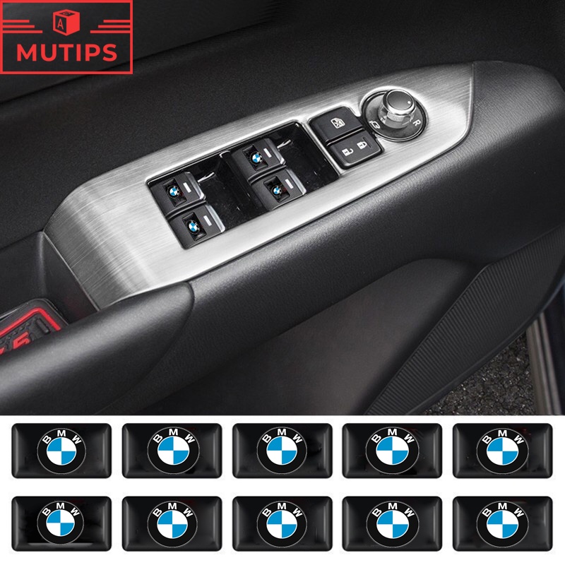 寶馬10件3D汽车贴纸方向盘门窗开关按钮徽章装饰用於BMW E36 E46 F30 E39 E60 X1 E30