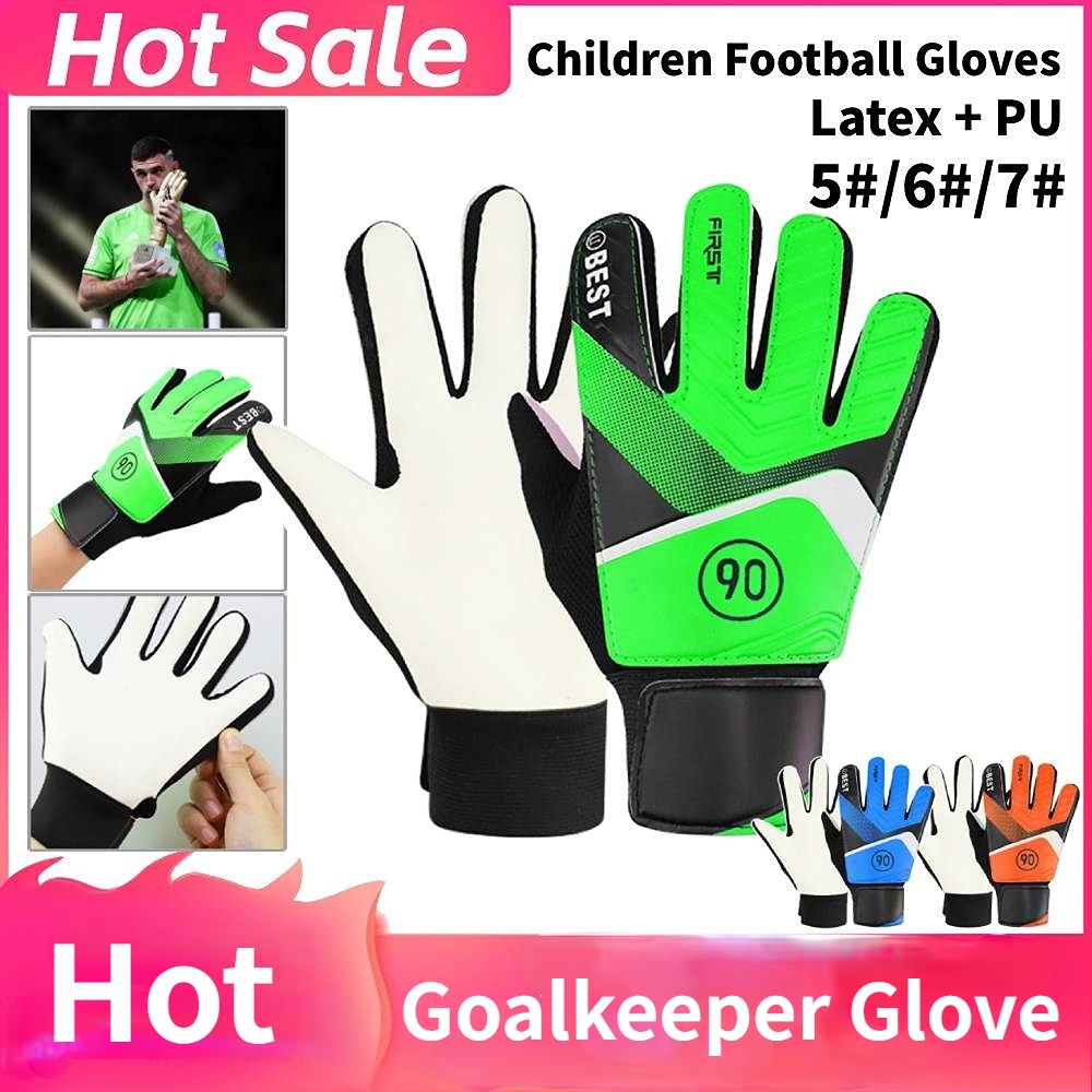 高品質乳膠手套足球守門員手套適合 5-16 歲兒童軟守門員手套