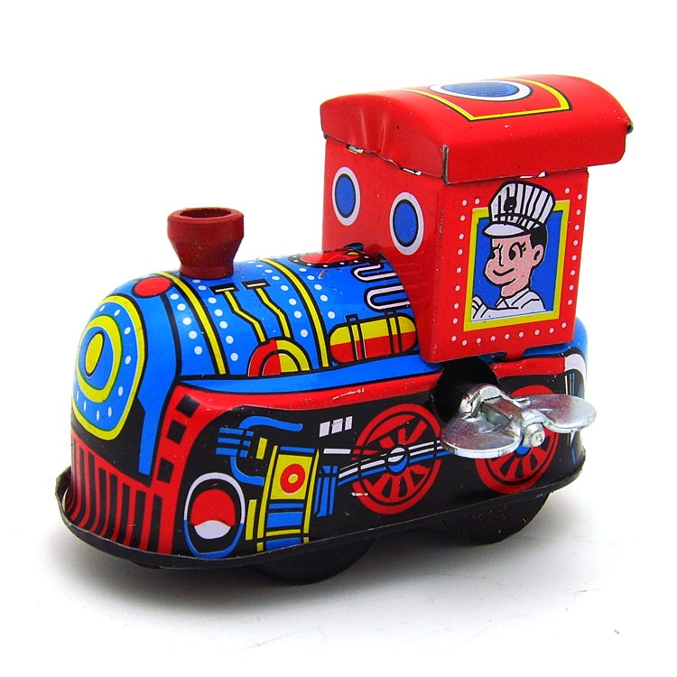 MS237火車頭 發條玩具 上鏈卡通小火車 攝影道具 鐵皮玩具