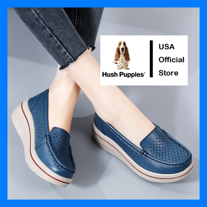 Hush Puppies 女鞋女士休閒皮鞋女士鞋船鞋平底鞋女