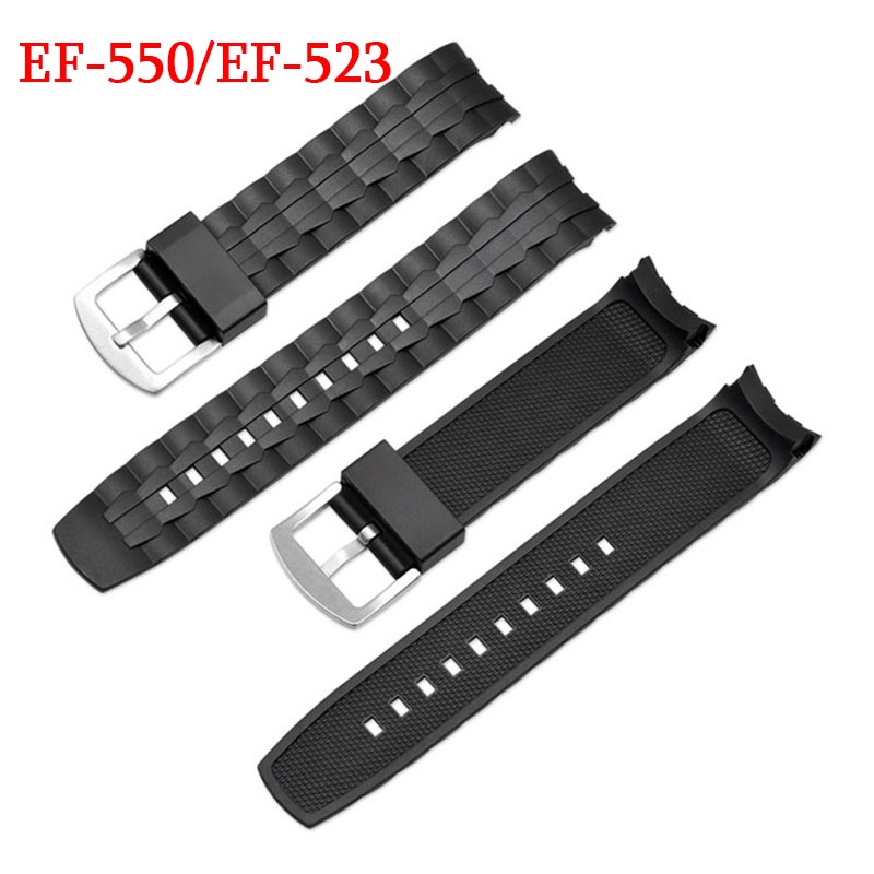 EDIFICE 卡西歐大廈系列錶帶 EF-550/EF523 卡西歐 EF550 潛水運動錶帶手鍊橡膠錶帶