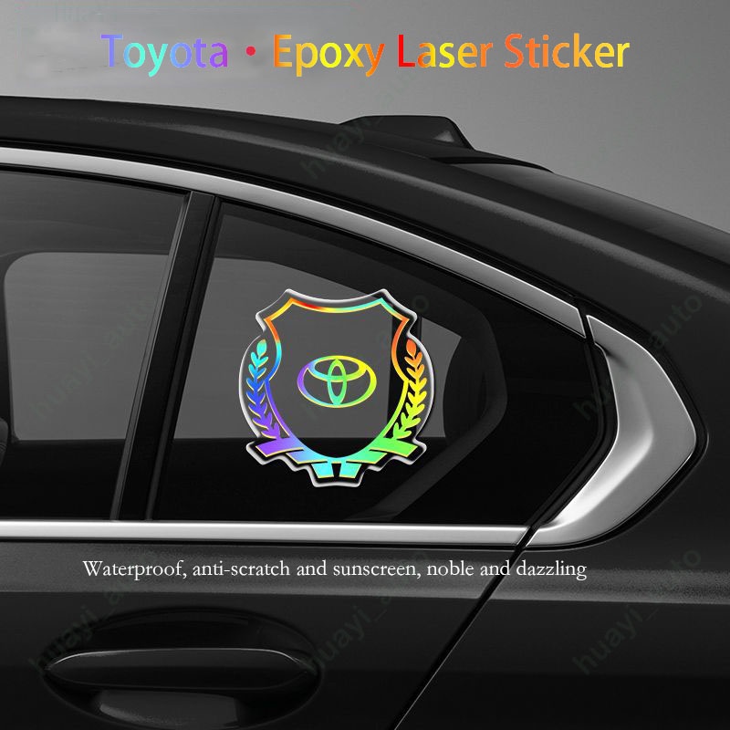 車身彩色激光裝飾汽車標誌貼紙高貴炫目適用於豐田 Raize Rush Vios Veloz Cross Corolla
