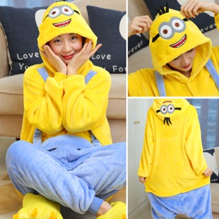 中性 Kigurumi Minion Stitch Panda 皮卡丘龍貓卡通法蘭絨睡衣女式男士連帽睡衣連體衣連身褲