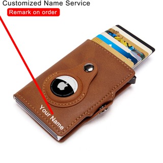 定製名稱 Apple Airtag 錢包男士真皮錢包信用卡夾 Rfid Airtags Slide Wallet 卡夾拉