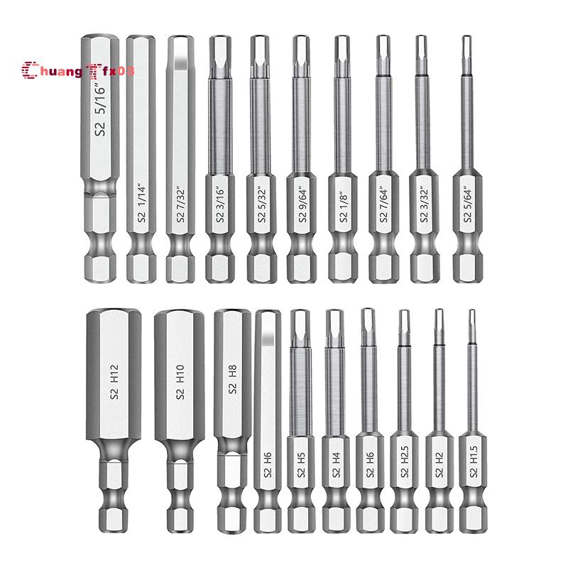20PC Hex Head Hex Wrench Drill Bit Set 2.3Inch Long 1/4Inch