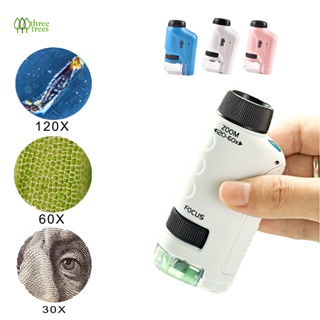 60x-120x LED 照明袖珍顯微鏡手持式顯微鏡電池供電顯微鏡帶 LED 燈兒童科學顯微鏡 STEM 兒童玩具