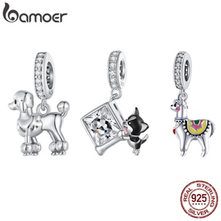 Bamoer 銀色動物珠子狗和羊吊墜 DIY 手鍊配件