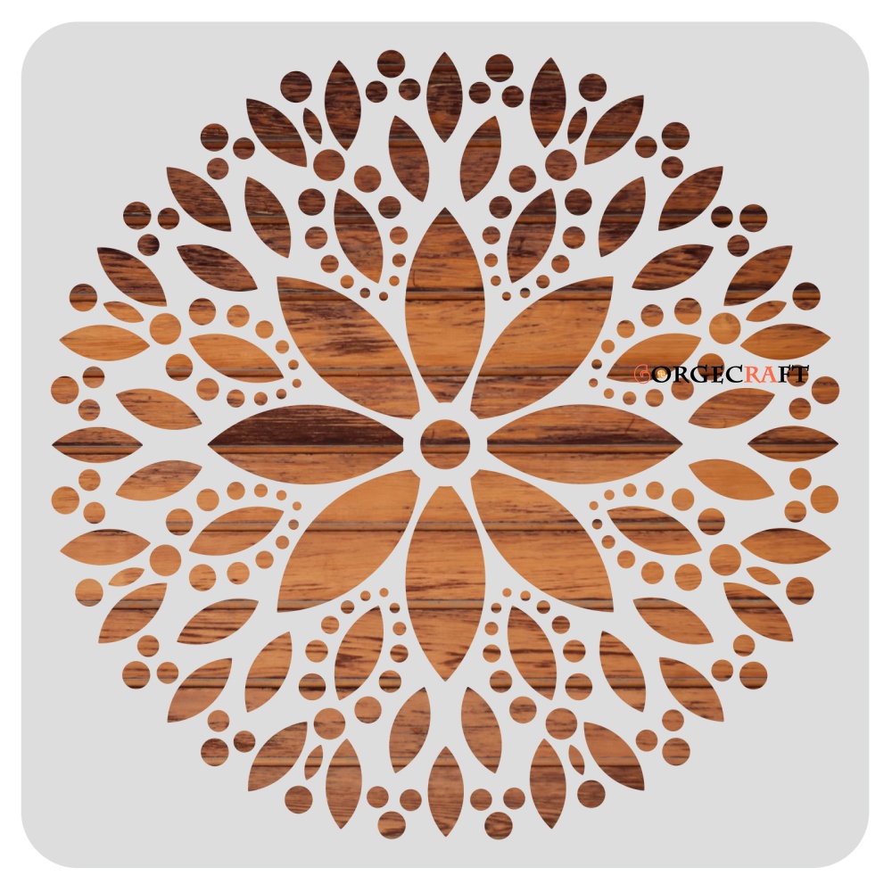 1 件 BENECREAT 花卉曼陀羅可重複使用繪畫模板 30x30 厘米大模板繪畫模板,用於剪貼簿織物瓷磚地板家具木材