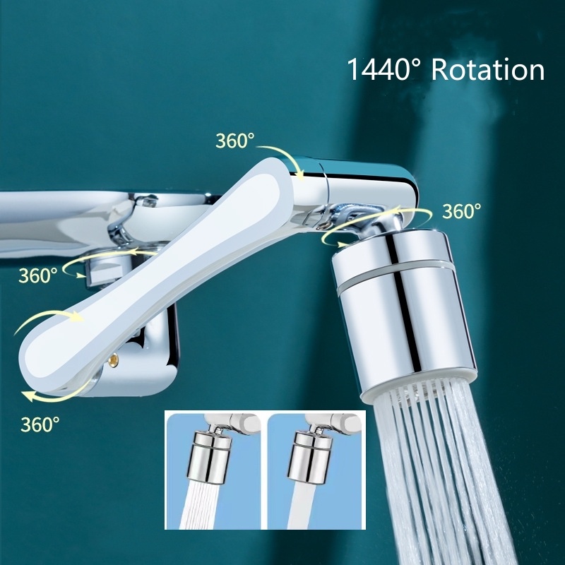 1440°萬向水龍頭延長器 1080度水龍頭延伸器 防濺水嘴起泡水龍頭 臉盆水龍廚房水龍頭 全銅电鍍兩檔旋轉水龍頭