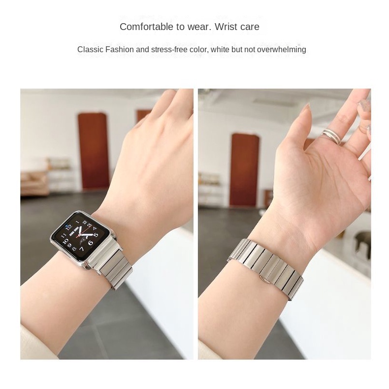 適用於華為手環6 7/華為手環8手錶金屬不銹鋼錶帶+金屬邊框單款設計專用錶帶