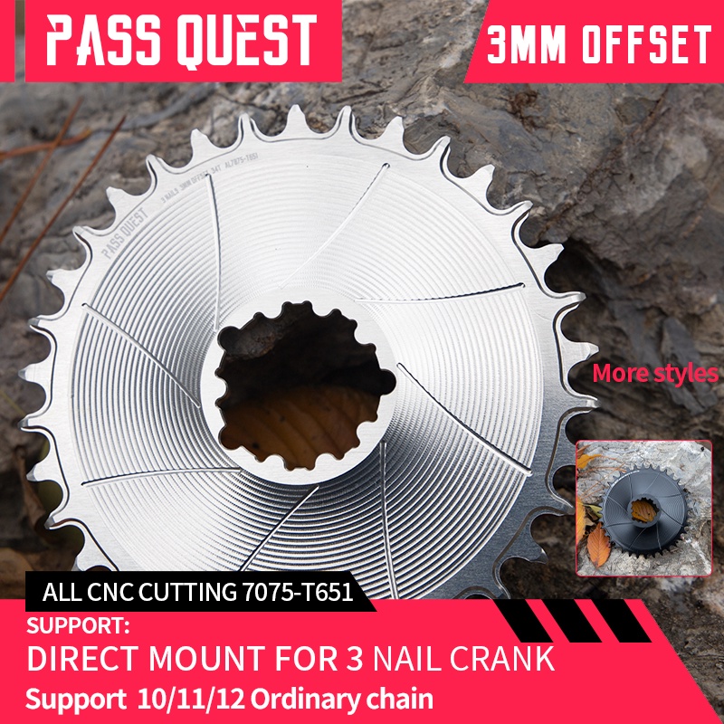 Pass QUEST 3mm Offest Chainring 窄寬鏈輪適用於 GXP 安裝直接曲柄礫石自行車 GX S
