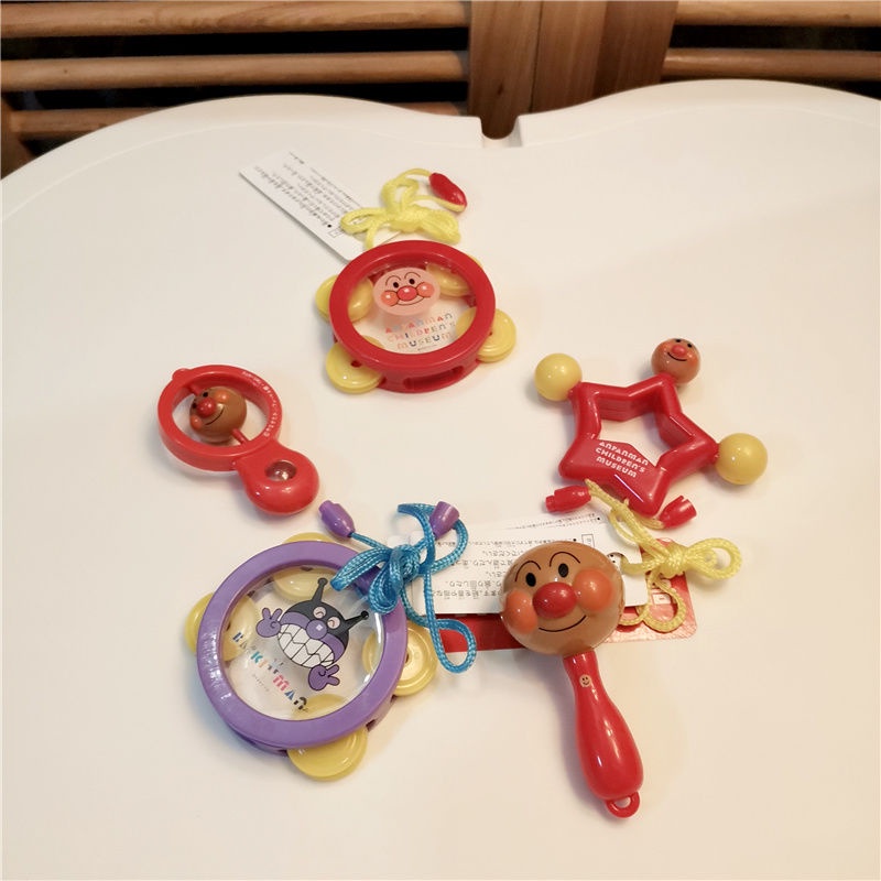 【限時下殺】麵包超人 小孩玩具 日本麵包超人 寶寶撥浪鼓手搖鈴新生寶寶 安撫玩具