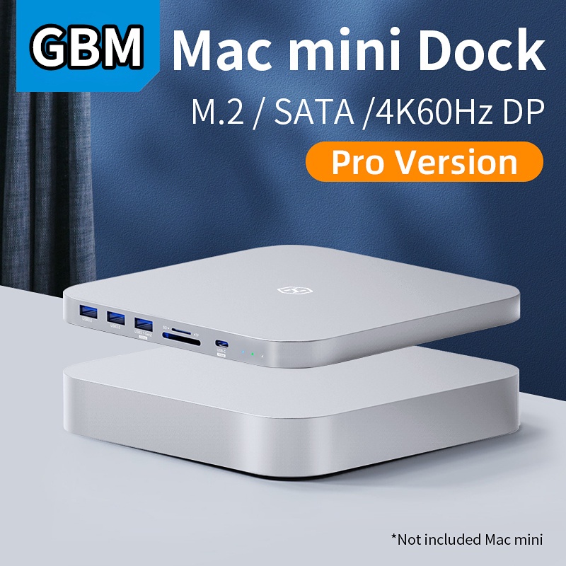 適用於Mac mini 的 USB C 集線器 M1/M2 帶硬碟盒 2.5 SATA NVME M.2 SSD