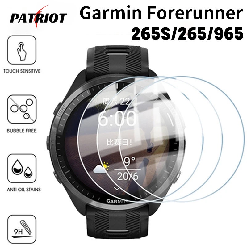 1pc Garmin Forerunner 265S 265 965 鋼化玻璃 9H 透明全覆蓋膜防刮屏幕保護膜智能手錶