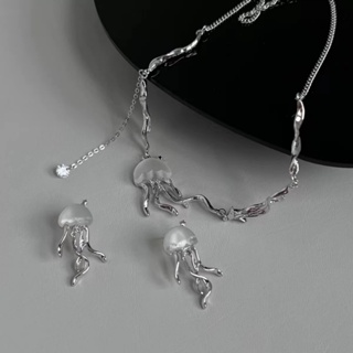 流蘇耳環,優雅高檔珠寶,女孩的新利基設計,個性化啞光光滑果凍色水母熔岩項鍊女士