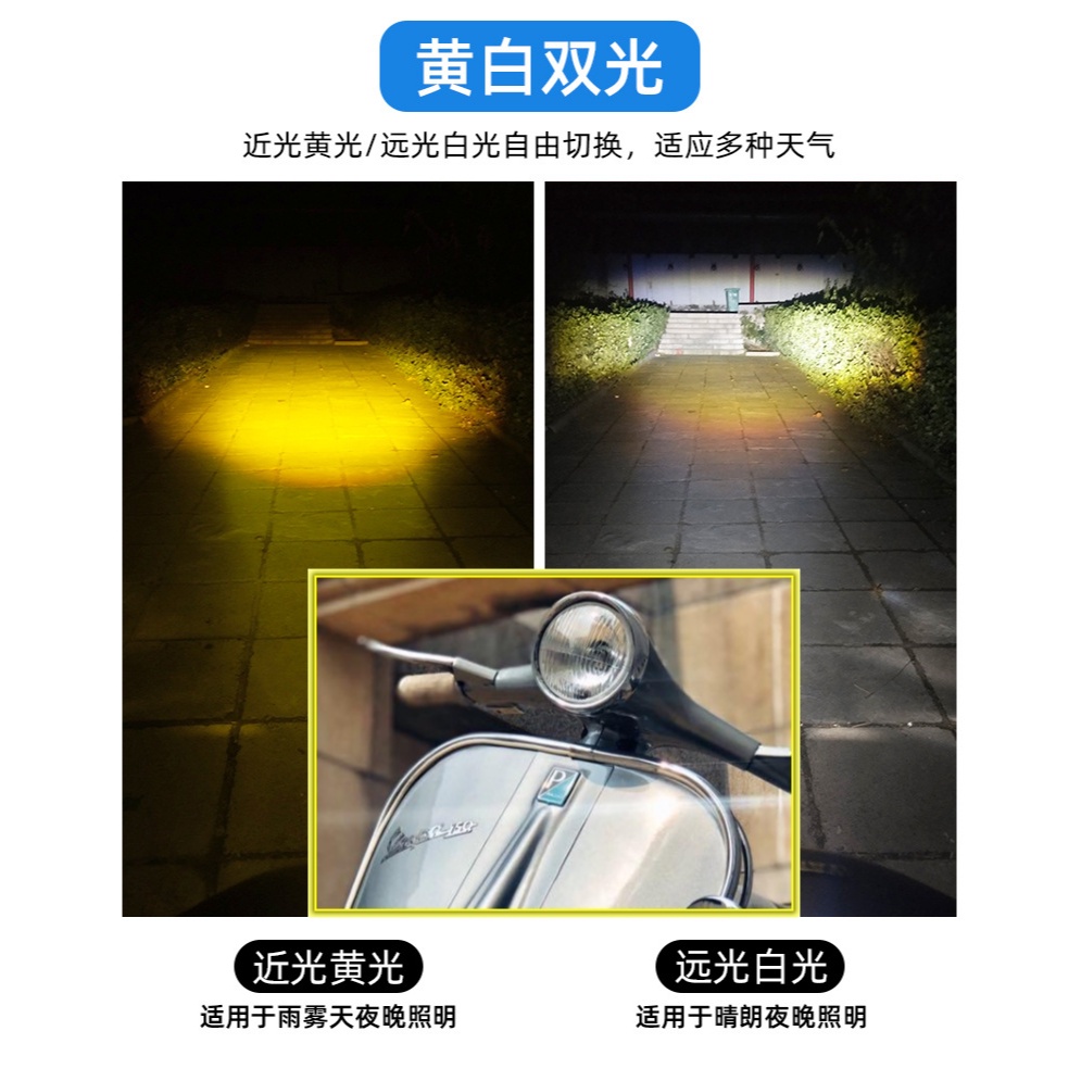 圓錶大 偉士牌90 雙爪魚眼 LED燈 Vespa 90小圓錶 偉士牌燈led燈炮 圓錶Vespa 90直上魚眼燈led