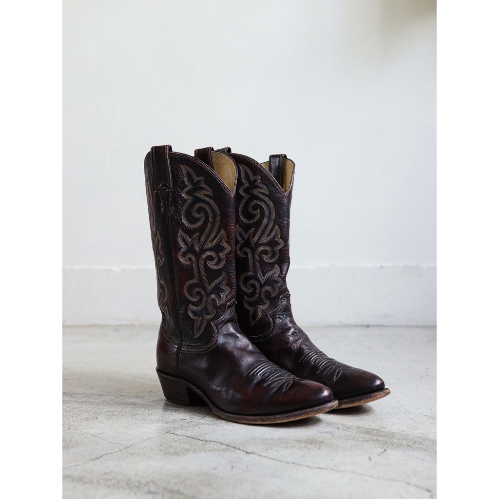 JUSTIN Embroidered Brown Cowboy Boots 復古刺繡棕色西部靴