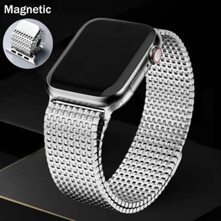 適用於apple watch ULtra 49mm 45mm 44mm蘋果手錶87654321不鏽鋼磁吸透氣錶帶