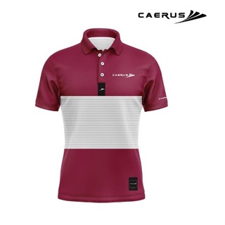 Baju Golf Caerus 高光栗色線條男士高爾夫 Polo 衫 - 亞洲尺碼