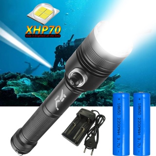 Xhp70水肺潛水手電筒強力led手電筒水下燈ipx8防水潛水燈