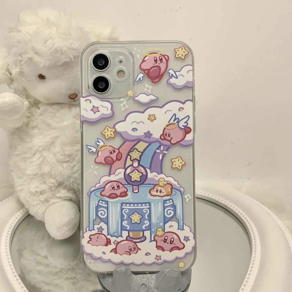 Kirby Rainbow 手機殼適用於 Iphone14 手機殼適用於 iphone 13 可愛手機殼 12 全覆蓋