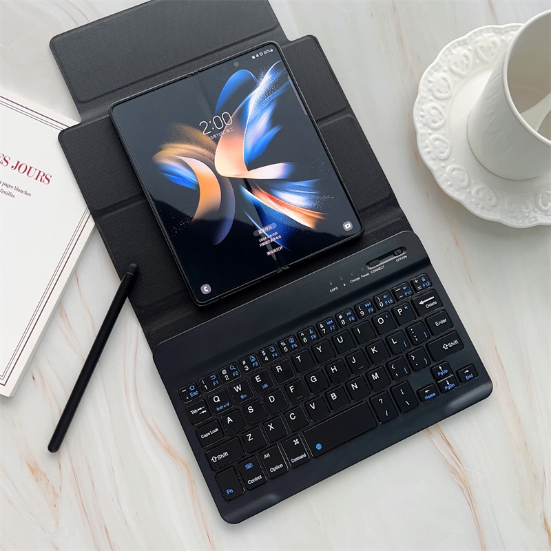 SAMSUNG 超薄磁性鍵盤皮套支架適用於三星 Galaxy Z Fold4 3 2 外殼手機平板電腦保護套 Fold4