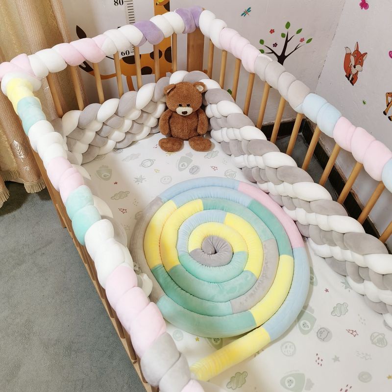 現貨 嬰兒床床圍 兒童床圍 寶寶小床邊軟包防撞條 麻花編織床圍 嬰兒圍欄床頭防摔