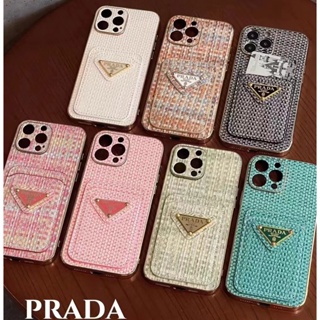 普拉達 時尚 Prada 2 合 1 卡夾皮套適用於 Iphone 14 13 Pro Max 14 Plus 14pr