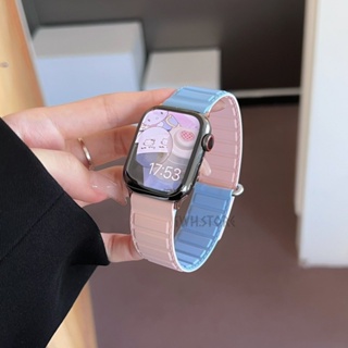 竹節反釦矽膠磁吸錶帶 柔軟親膚 適用於 apple watch 錶帶 8 7 6 5 4 SE 41 45mm 49mm