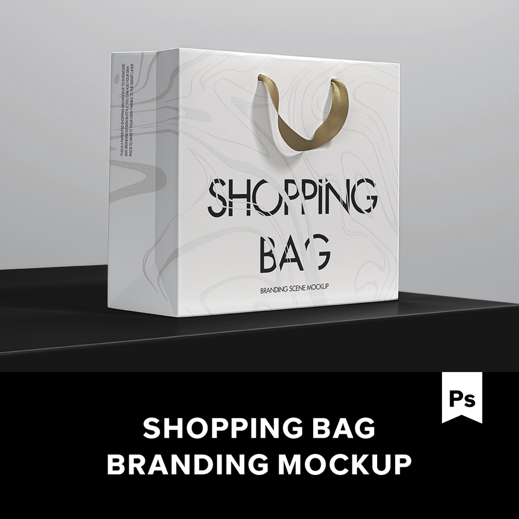 1款品牌購物袋拎袋紙袋圖案設計展示Ps貼圖樣機素材